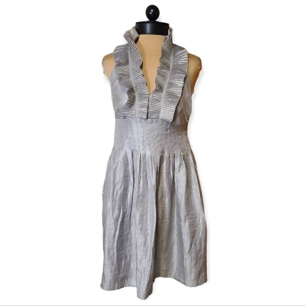 London Times Silver Halter Dress Size 4